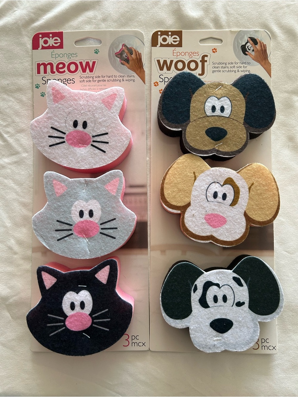 Joie Meow & Woof Sponge Duo Pack in Pink, Gray, Black, Gold, White